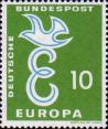 Стилизованный голубь над латинской буквой «E»