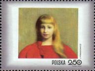 «Девушка в красном платье». Художник Юзеф Панкевич (1866-1940)