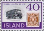 Почтовый автомобиль. Почтовая марка Исландии 1873 года