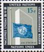 Флаг и здание ООН Нью-Йорке