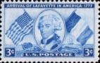Жильбер Лафайет (1757-1834), французский политический деятель; американский и французский флаги