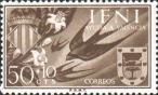Деревенская ласточка (Hirundo rustica), гербы Валенсии и Ифни