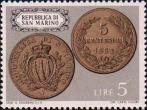 Монета 5 чентезими (1864 г.)