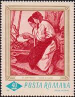 «За работой за ткацким станком», по картине Стефана Димитреску (1886-1933)