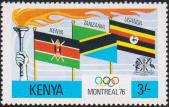 Олимпийский факел. Флаги Кении, Танзании и Уганды