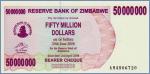 Зимбабве 50000000 долларов  2008 Pick# 57