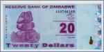 Зимбабве 20 долларов  2009 Pick# 95