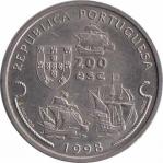  Португалия  200 эскудо 1998 [KM# 709] Путешествие Васко да Гамы в Индию 1498 года - Васко да Гама. 