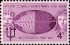 США  1958 «100-летие прокладки первого трансатлантического телеграфного кабеля»