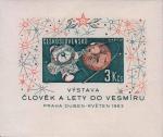 Чехословакия  1963 «Филателистическая выставка «Человек и полеты в космос». Прага» (блок)