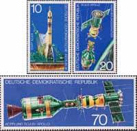 ГДР  1975 «Совместный экпериментальный полет советского космического корабля «Союз-19» (15 - 21/VII) и американского - «Аполлон» (15 - 25/VII)»