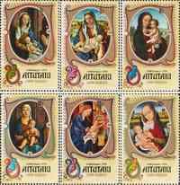 Аитутаки  1974 «Рождество. Картины с изображением Мадонны с младенцем»