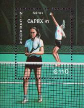 Никарагуа  1987 «Международная филателистическая выставка «CAPEX 87», Торонто. Теннисисты» (блок)