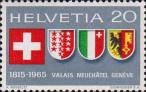 Швейцария  1965 «Вступление в Швейцарскую конфедерацию Вале, Невшателя и Женевы»