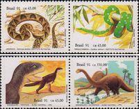 Бразилия  1991 «Рептилии из Института Бутантан (Сан-Паулу) и Национального музея (Рио-де-Жанейро)»