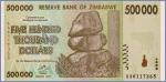 Зимбабве 500000 долларов  2008 Pick# 76