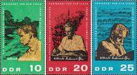 ГДР  1965 «90-летие со дня рождения ученого-гуманнста, лауреата Нобелевской премии Мира Альберта Швейцера (1875-1965)»